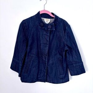 Talbots Stretch Denim 3/4 Sleeve Button Front Jean Jacket Size Small